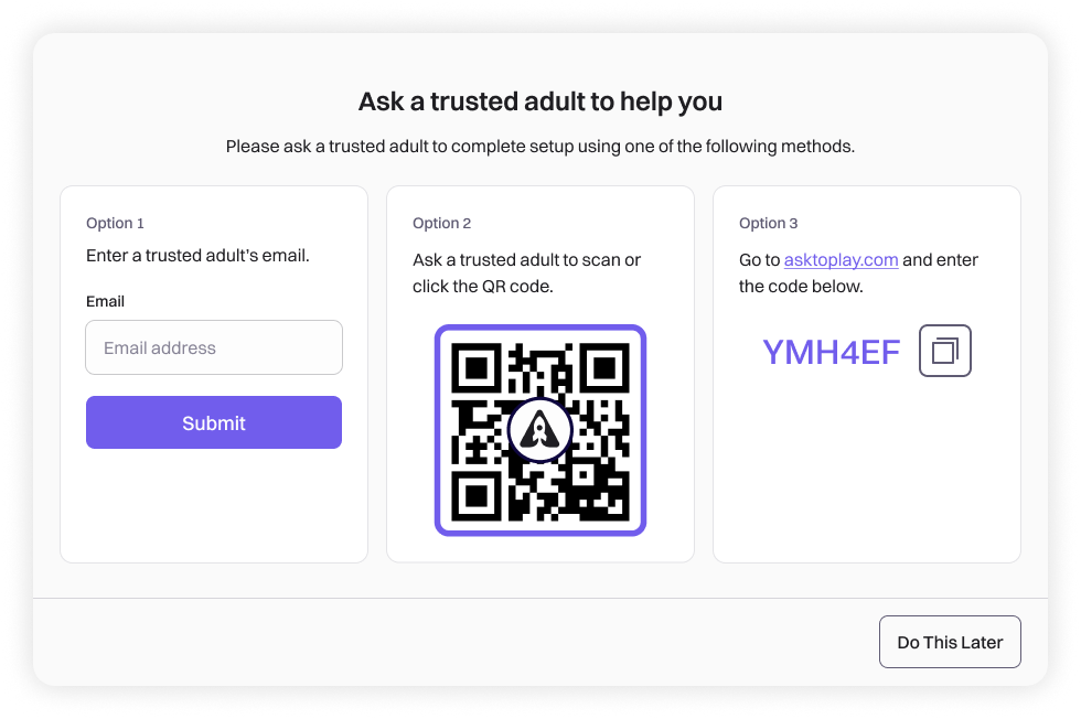 Trusted adult consent options