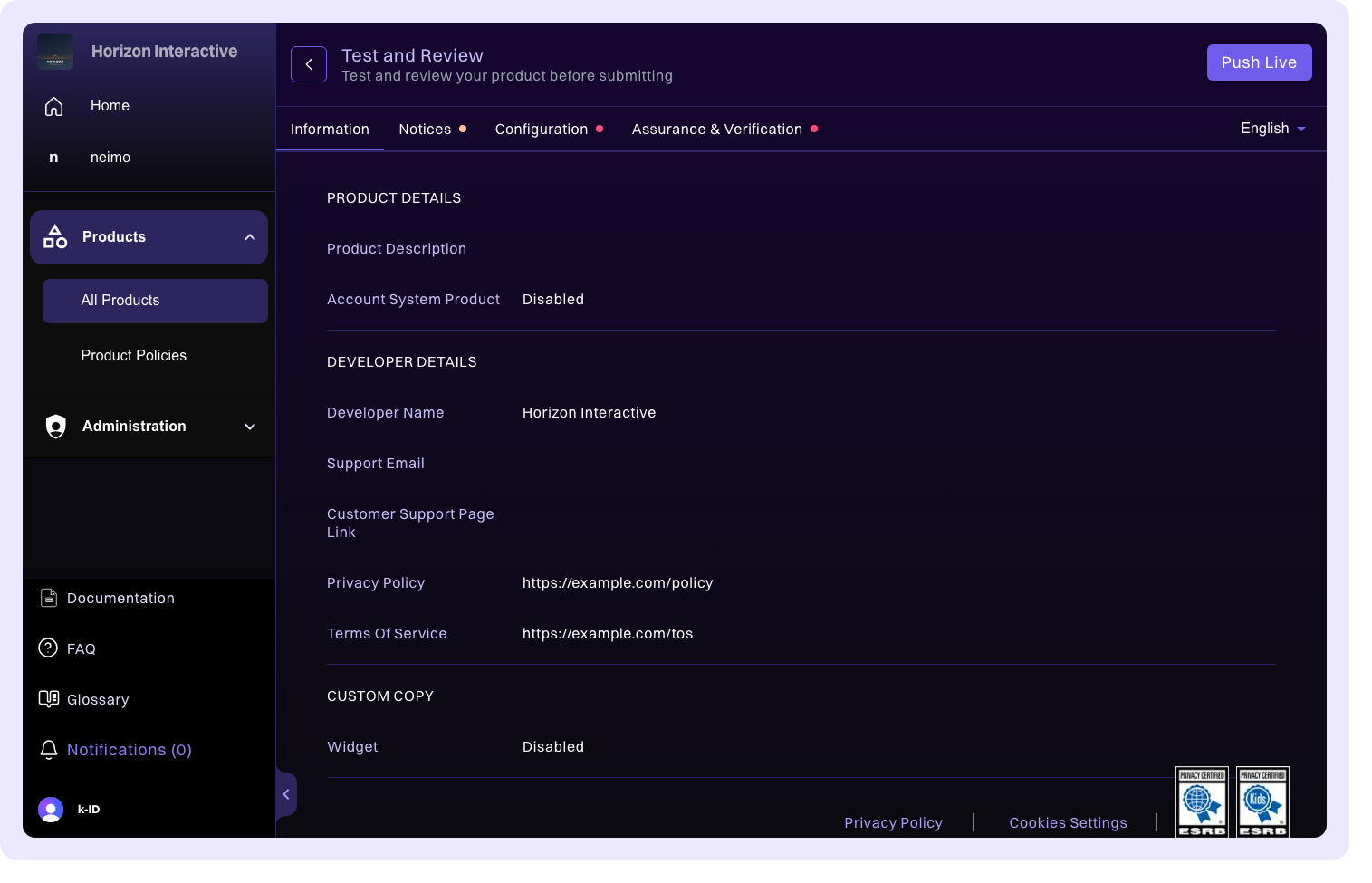 Test comparison view