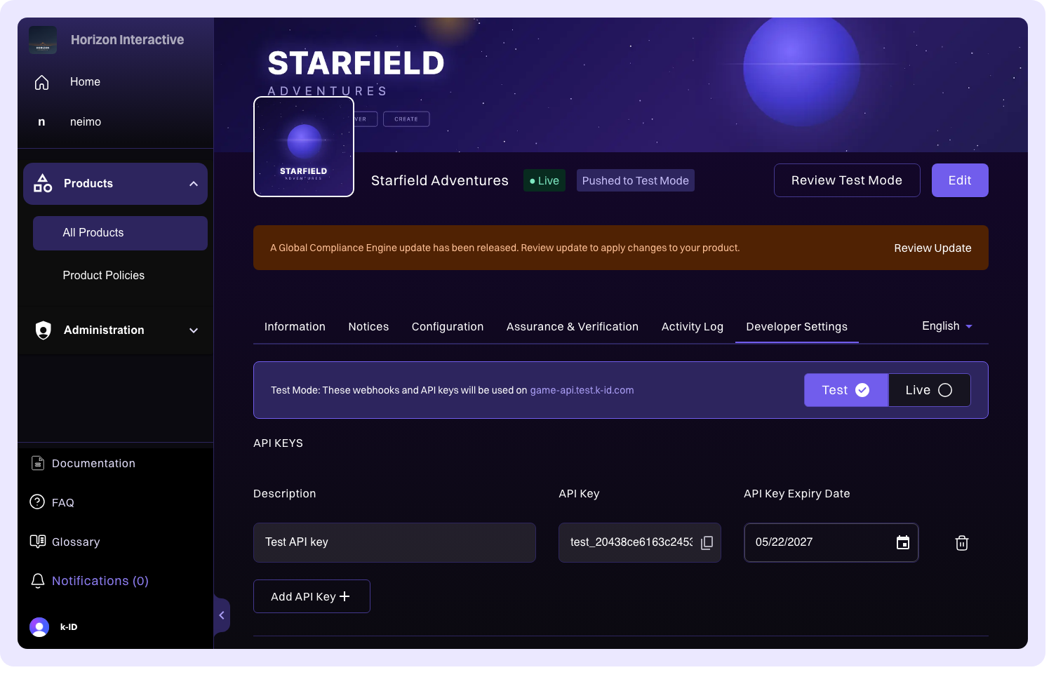 Developer settings