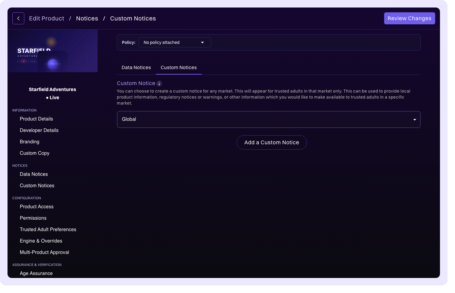 Custom notices