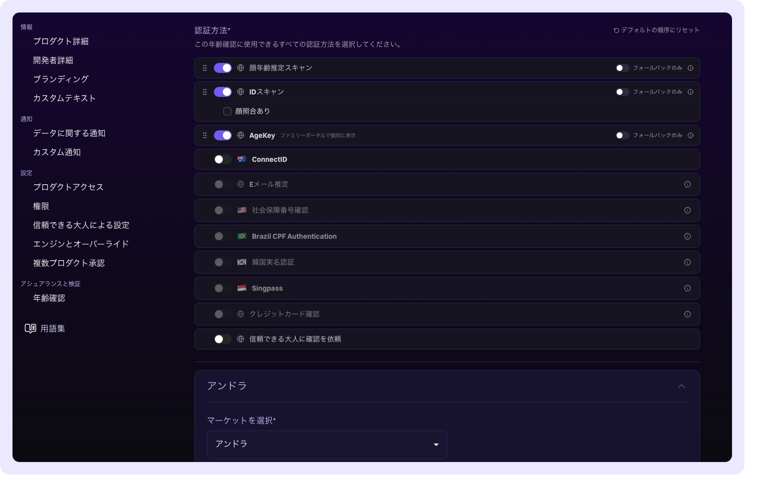 市場固有の認証オーバーライド